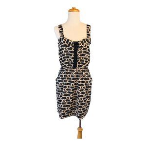 Blue Rain Sheath Dress Geometric Mini Sun Dress Pockets Womens Size Medium EUC